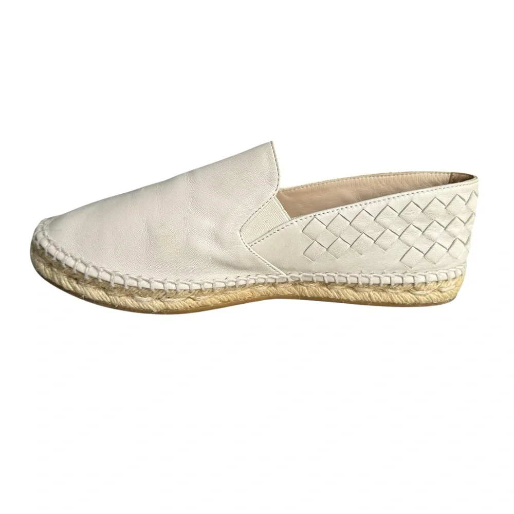 Bottega Veneta Intrecciato Woven Leather Espadrile Off White